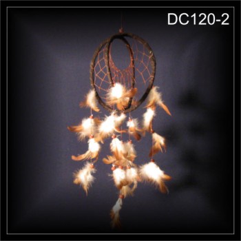 Großer 3-D Traumfänger, Dreamcatcher Wildleder schw. 16x40cm (DC120-2)