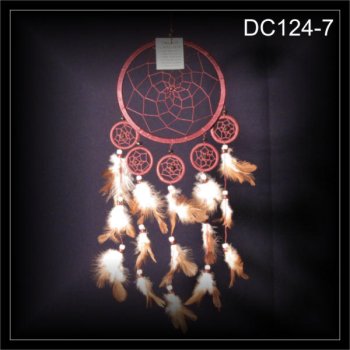 Parallel Traumfänger, Dreamcatcher 6 Ringe, bordeaux 17x50cm (DC124-7)