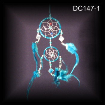 Kleiner Glitzer Traumfänger, Dreamcatcher türkis 6x25cm (DC147-1)