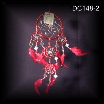 Glitzer Traumfänger, Indianer Dreamcatcher rot 11x37cm (DC148-2)