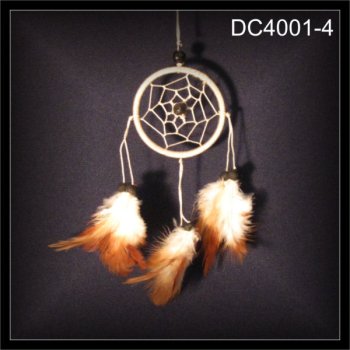 Mini Traumfänger, Dreamcatcher, 1 Ring, Zwirn weiss 6x20cm (DC4001-4)