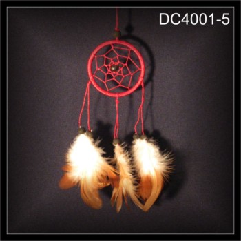 Mini Traumfänger, Dreamcatcher, 1 Ring, Zwirn rot 6x20cm (DC4001-5)