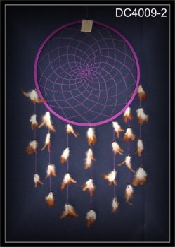 Riesen Traumfänger mit 7 Federstrings Zwirn Violett 42x90cm (DC4009-2)