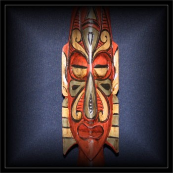 Maori Conehead Skulptur rot-bunt 50cm (FIG01-004)