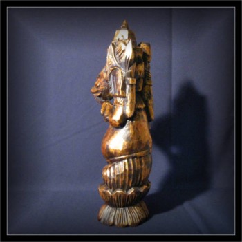 Ganesha Skulptur goldfarben 50cm hoch, Holz  (FIG-001)