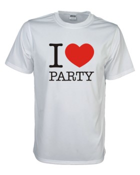 I Love party Fun T-Shirt, weiß