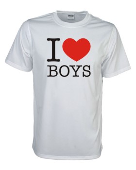 I Love boys Fun T-Shirt, weiß
