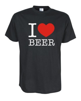 I Love beer Fun T-Shirt, schwarz