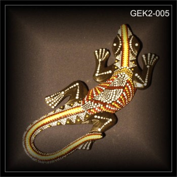 Gecko 30cm, Dotpaint weiß braun gelb GEK2-005