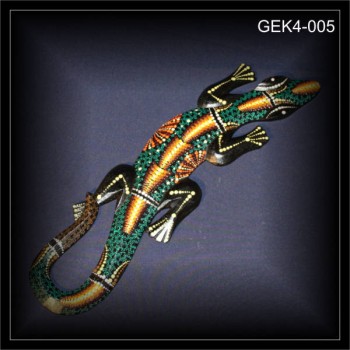 Gecko 50cm, Holz Schnitzerei, Dotpaint (GEK4-005)