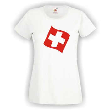 Schweizer Kreuz, weißes T-Shirt, Swiss, Suisse, Damen Funshirt