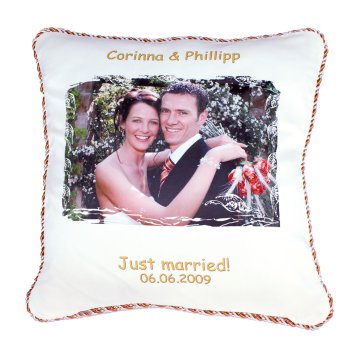 Kordel-Fotokissen 40X40cm mit rot-weißer Kordel