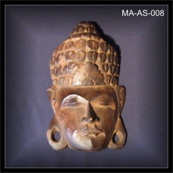 Buddha Maske, Holz, antikbraun, 25cm hoch (MA-AS-008)