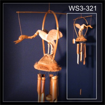 Bambus Klangspiel mit Windspiel Wackelhals Ente aus Bali (WS3-321)
