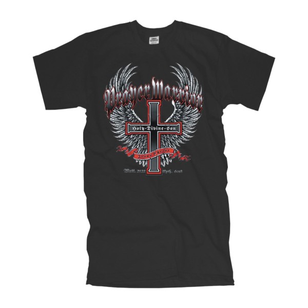 T-Shirt prayer warrior holy cross and wings american fashion shirt USA