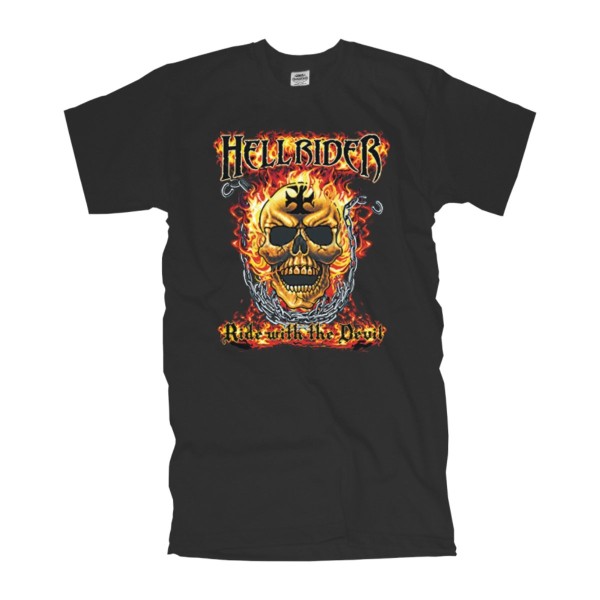 T-Shirt Hellrider skull mit Flammen und Ketten american fashion shirt