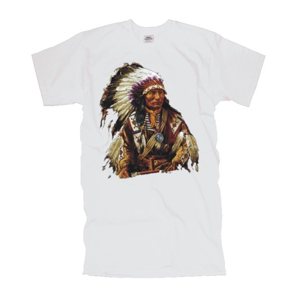 American T-Shirt Indianer Häuptling mit Federschmuck USA Shirt