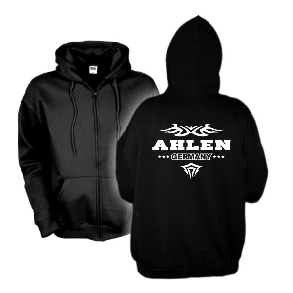 Ahlen Kapuzenjacke mit Tribal, black zip hoodie (SFU09-26e)