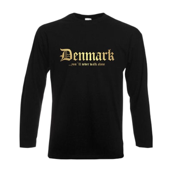 Longsleeve DÄNEMARK (Denmark), never walk alone, S - 6XL (WMS01-16b)