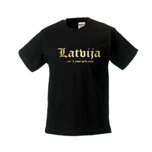 Kinder T-Shirt LETTLAND (Latvija), never walk alone, S - 6XL (WMS01-37f)