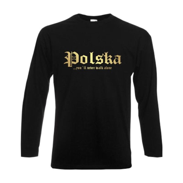 Longsleeve POLEN (Polska), never walk alone, S - 6XL (WMS01-48b)