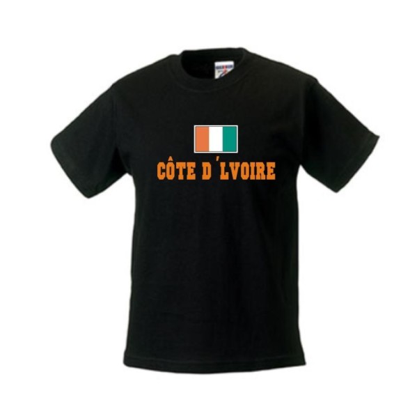 Kinder T-Shirt ELFENBEINKÜSTE, Flagshirt, Ländershirt (WMS02-18f)