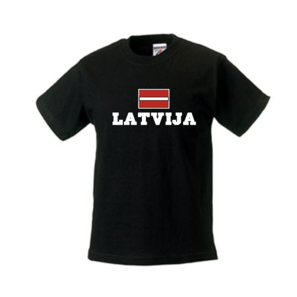 Kinder T-Shirt LETTLAND (Latvija), Flagshirt, Ländershirt (WMS02-37f)