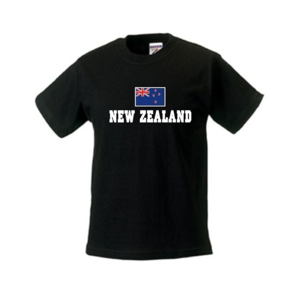 Kinder T-Shirt NEUSEELAND (New Zealand), Flagshirt, Ländershirt (WMS02-40f)