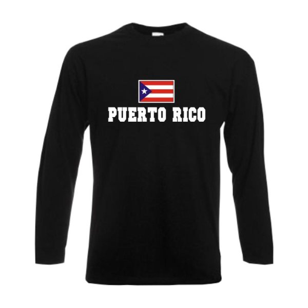 Longsleeve PUERTO RICO, Flagshirt, Fanshirt S - 6XL (WMS02-50b)