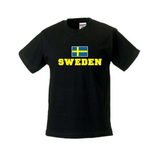 Kinder T-Shirt SCHWEDEN (Sweden), Flagshirt, Ländershirt (WMS02-55f)