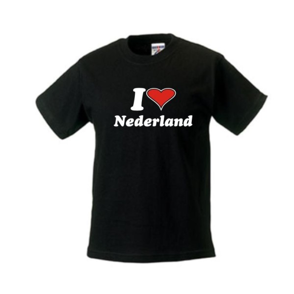 Kinder T-Shirt I love NIEDERLANDE (Nederland) Länder Fanshirt (WMS04-41f)