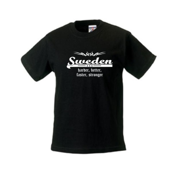 Kinder T-Shirt SCHWEDEN (Sweden) harder better faster stronger (WMS07-55f)