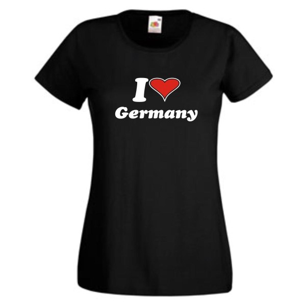 Damen T-Shirt, I love Germany, schwarz, XS - XXL (WMS10-12)