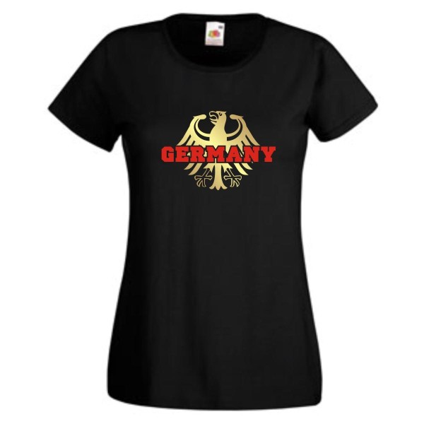 Damen T-Shirt, Germany mit Bundesadler, schwarz XS - XXL (WMS10-14)