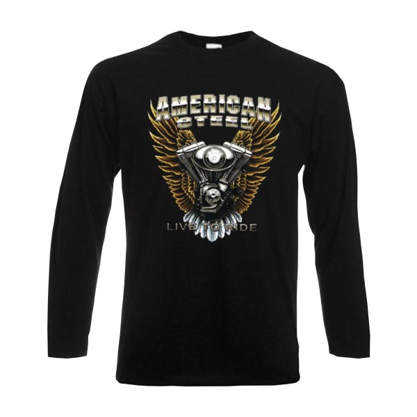 Longsleeve American Steel - Live to Ride, langarm Funshirt