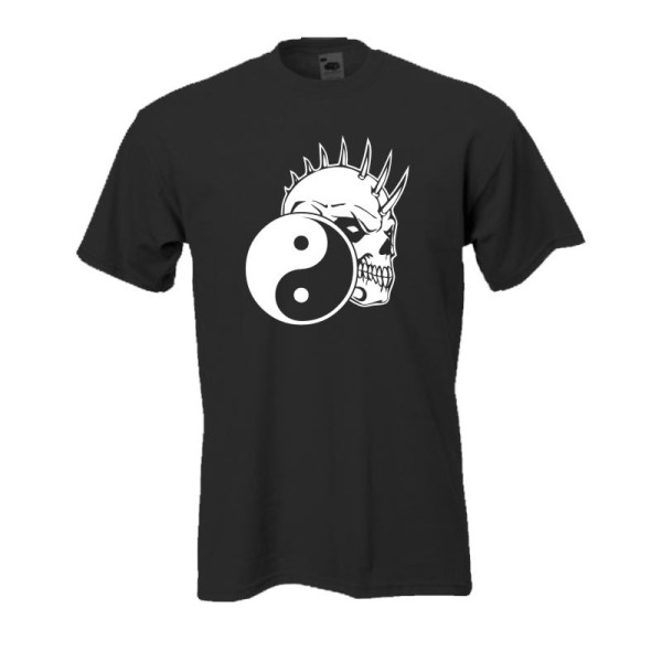 Yin Yang Symbol, skull - schwarzes Fun T-Shirt (BL003)