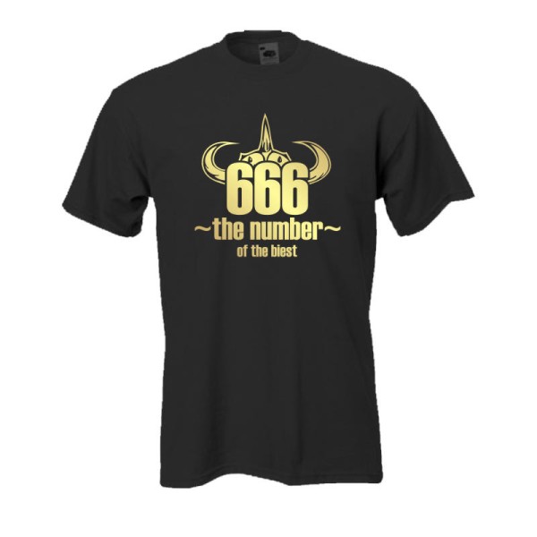 666 the number of the biest, schwarzes Fun T-Shirt (BL087)
