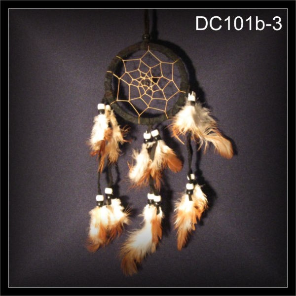 Traumfänger Indianer Dreamcatcher Wildleder schwarz 9cm Ring (DC101b-3)