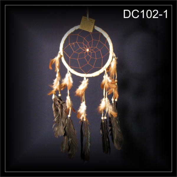 Traumfänger, Indianer Dreamcatcher Wildleder beige 17x40cm (DC102-1)