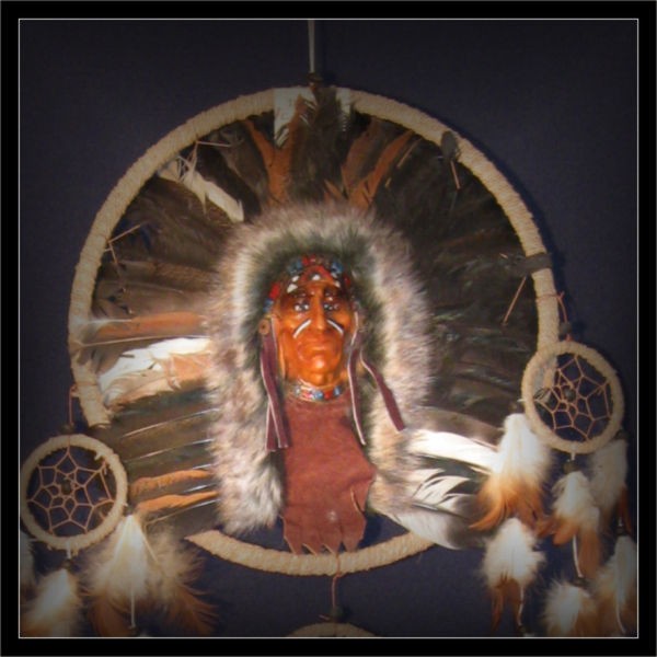 Traumfänger Dreamcatcher Häuptlings-Federschmuck-Maske 27x75cm (DC111)