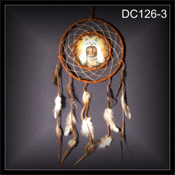 Doppelring Traumfänger, Dreamcatcher Medizinmann 17x40cm (DC126-3)