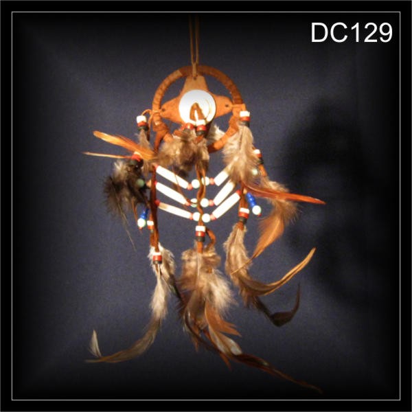 Muschel-Mandala Traumfänger Indianer Dreamcatcher braun 6x25cm (DC129)