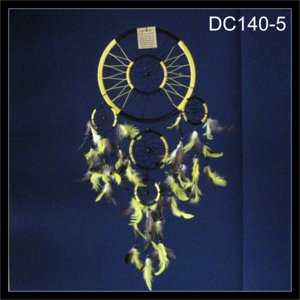 Traumfänger, Dreamcatcher Black & Yellow, 5 Ringe, 22x60cm (DC140-5)