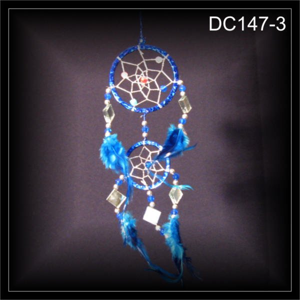 Kleiner Glitzer Traumfänger, Dreamcatcher blau 6x25cm (DC147-3)