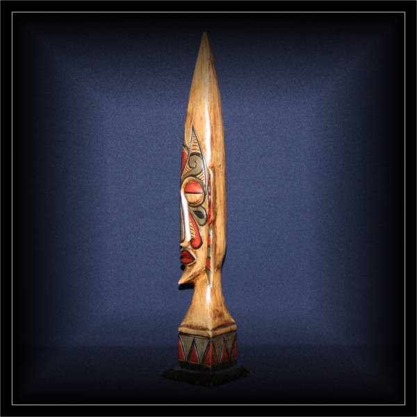 Maori Conehead Skulptur beige-bunt 50cm (FIG01-003)