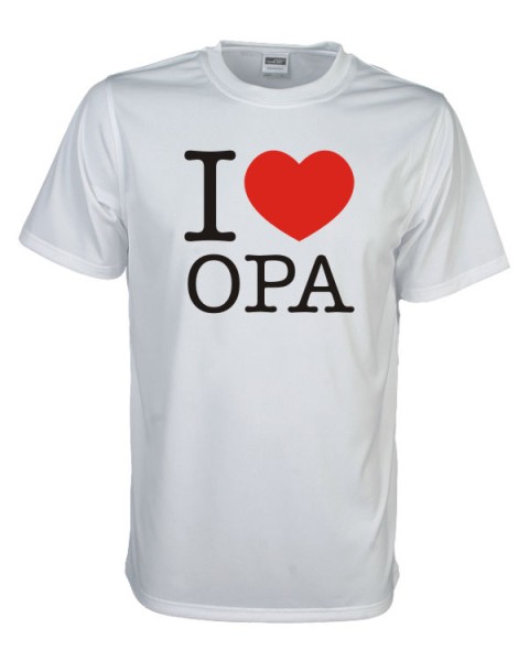 I Love Opa Fun T-Shirt, weiß