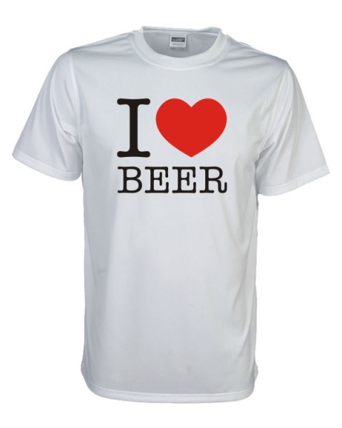 I Love beer Fun T-Shirt, weiß