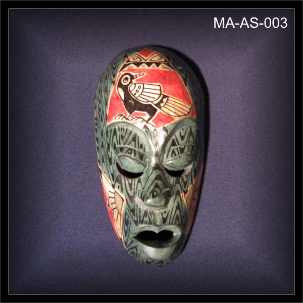 Lombok MASKE grün, 19cm Holz Schnitzerei (MA-AS-003)