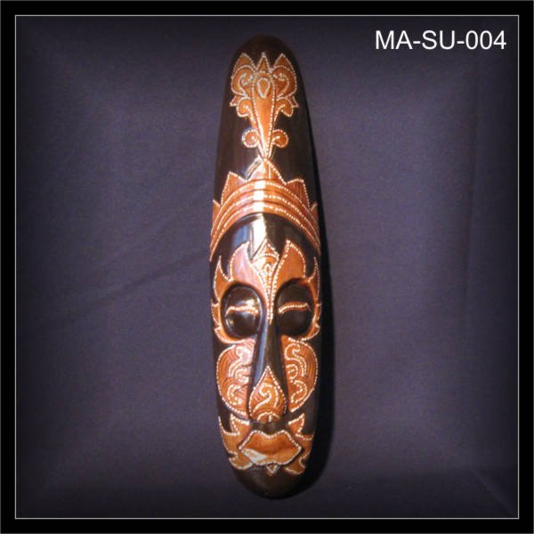 Maori Wandmaske 50cm schwarz-beige Dotpaint (MA-SU-004)