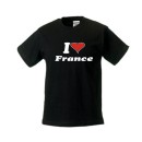 Kinder T-Shirt I love FRANKREICH (France) Länder Fanshirt (WMS04-21f)